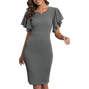 Yathon Bodycon Dress Size Small Flutter Sleeve Knee Length Formal Cocktail NEW